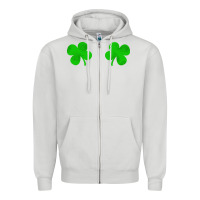Dove Grey four leaf clover Zipper Hoodie - artisFamous