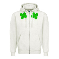 Oatmeal Heather four leaf clover Zipper Hoodie - artisFamous