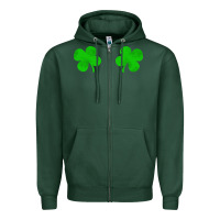 Sports Green four leaf clover Zipper Hoodie - artisFamous