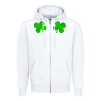 White four leaf clover Zipper Hoodie - artisFamous