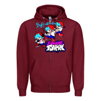 Burgundy friday night funkin boyfriend Zipper Hoodie - artisFamous