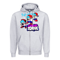 Heather Grey friday night funkin boyfriend Zipper Hoodie - artisFamous