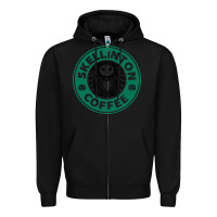 Black skeleton coffee halloween Zipper Hoodie - artisFamous