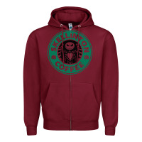 Burgundy skeleton coffee halloween Zipper Hoodie - artisFamous