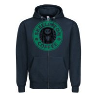 Navy skeleton coffee halloween Zipper Hoodie - artisFamous