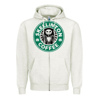 Oatmeal Heather skeleton coffee halloween Zipper Hoodie - artisFamous