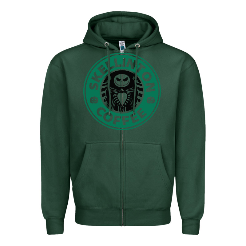 Skeleton Coffee Halloween Zipper Hoodie by artisFamous | Teevron