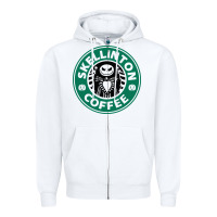 White skeleton coffee halloween Zipper Hoodie - artisFamous