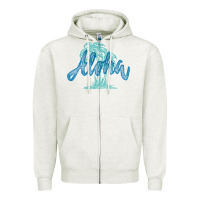 Oatmeal Heather hawaii aloha art Zipper Hoodie - artisFamous