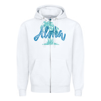 White hawaii aloha art Zipper Hoodie - artisFamous
