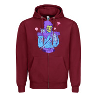 Burgundy skeletor's cat Zipper Hoodie - artisFamous