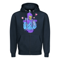 Navy skeletor's cat Zipper Hoodie - artisFamous
