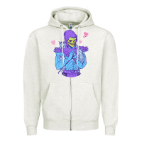 Oatmeal Heather skeletor's cat Zipper Hoodie - artisFamous