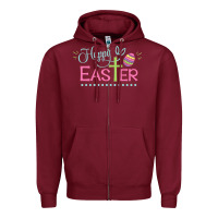 Burgundy happy easter Zipper Hoodie - artisFamous