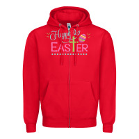 Red happy easter Zipper Hoodie - artisFamous