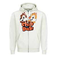 Oatmeal Heather chip n dale Zipper Hoodie - artisFamous