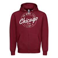 Burgundy chicago Zipper Hoodie - artisFamous