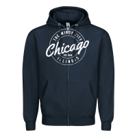 Navy chicago Zipper Hoodie - artisFamous