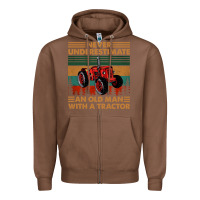 Chestnut never underestimate an old man with a tractor retro vintage Zipper Hoodie - artisFamous