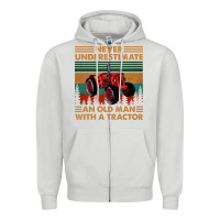 Dove Grey never underestimate an old man with a tractor retro vintage Zipper Hoodie - artisFamous