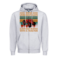 Heather Grey never underestimate an old man with a tractor retro vintage Zipper Hoodie - artisFamous