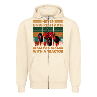 Sandshell never underestimate an old man with a tractor retro vintage Zipper Hoodie - artisFamous