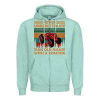 Seafoam never underestimate an old man with a tractor retro vintage Zipper Hoodie - artisFamous
