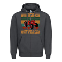 Smoke never underestimate an old man with a tractor retro vintage Zipper Hoodie - artisFamous