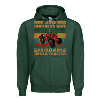 Sports Green never underestimate an old man with a tractor retro vintage Zipper Hoodie - artisFamous