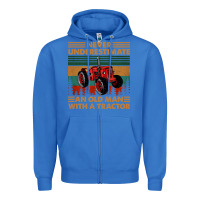 True Royal never underestimate an old man with a tractor retro vintage Zipper Hoodie - artisFamous