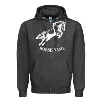 Charcoal Heather Personalised Horse Printed Equestrian Riding Cob Jumping Rider Horse Zipper Hoodie - artisFamous