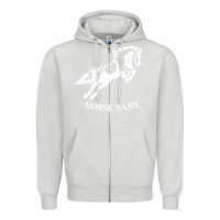 Dove Grey Personalised Horse Printed Equestrian Riding Cob Jumping Rider Horse Zipper Hoodie - artisFamous