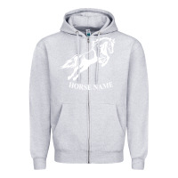 Heather Grey Personalised Horse Printed Equestrian Riding Cob Jumping Rider Horse Zipper Hoodie - artisFamous