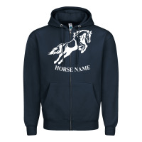 Navy Personalised Horse Printed Equestrian Riding Cob Jumping Rider Horse Zipper Hoodie - artisFamous
