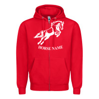 Red Personalised Horse Printed Equestrian Riding Cob Jumping Rider Horse Zipper Hoodie - artisFamous