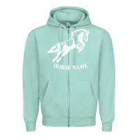 Seafoam Personalised Horse Printed Equestrian Riding Cob Jumping Rider Horse Zipper Hoodie - artisFamous