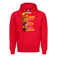 Red black history month shirt african woman afro i am the storm t shirt Zipper Hoodie - artisFamous