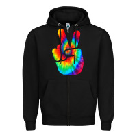 Black cool peace hand tie dye t shirt for boys and girls Zipper Hoodie - artisFamous