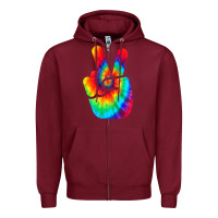 Burgundy cool peace hand tie dye t shirt for boys and girls Zipper Hoodie - artisFamous
