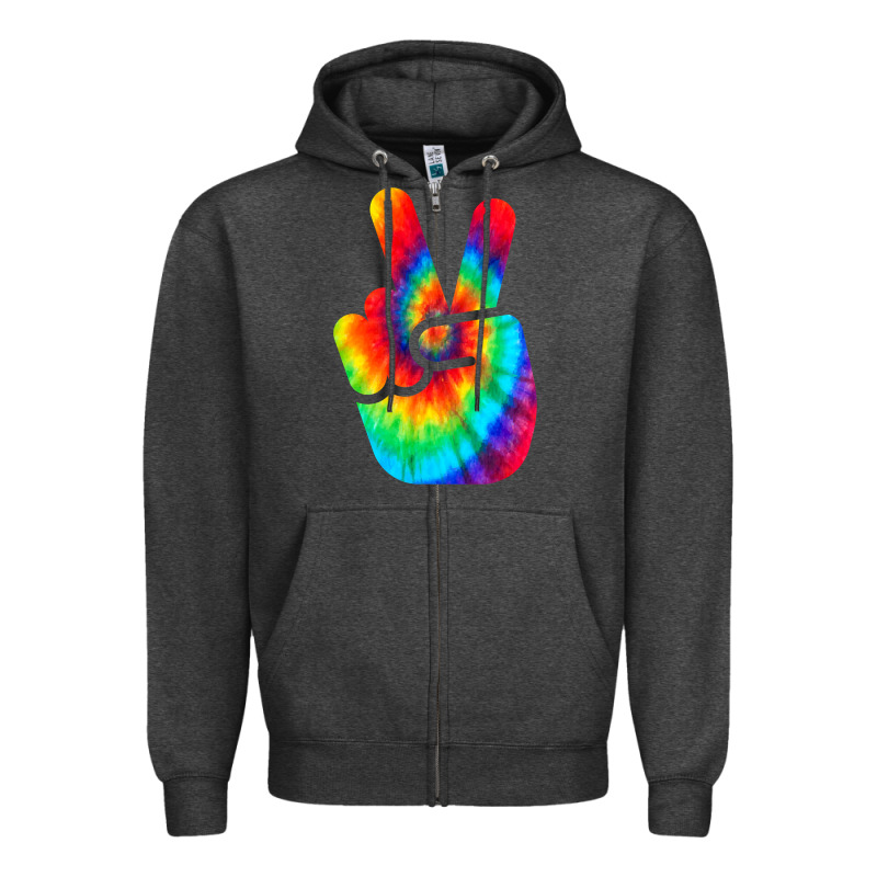 Cool Peace Hand Tie Dye T Shirt For Boys And Girls Zipper Hoodie by artisFamous | Teevron