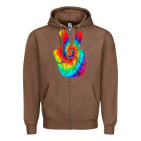 Chestnut cool peace hand tie dye t shirt for boys and girls Zipper Hoodie - artisFamous