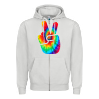Dove Grey cool peace hand tie dye t shirt for boys and girls Zipper Hoodie - artisFamous