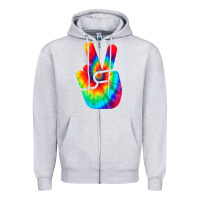 Heather Grey cool peace hand tie dye t shirt for boys and girls Zipper Hoodie - artisFamous