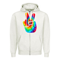 Oatmeal Heather cool peace hand tie dye t shirt for boys and girls Zipper Hoodie - artisFamous