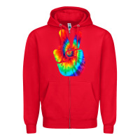 Red cool peace hand tie dye t shirt for boys and girls Zipper Hoodie - artisFamous