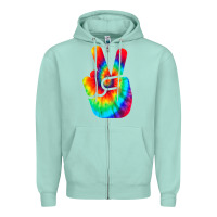 Seafoam cool peace hand tie dye t shirt for boys and girls Zipper Hoodie - artisFamous
