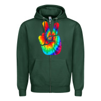 Sports Green cool peace hand tie dye t shirt for boys and girls Zipper Hoodie - artisFamous