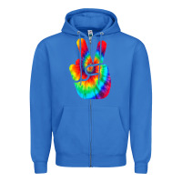 True Royal cool peace hand tie dye t shirt for boys and girls Zipper Hoodie - artisFamous