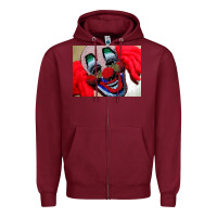 Burgundy embroidered clown Zipper Hoodie - artisFamous