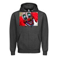 Charcoal Heather embroidered clown Zipper Hoodie - artisFamous